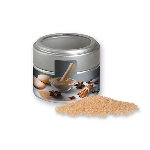 Bio Gewürzmischung Lebkuchen, ca. 70g, Metalldose Mini mit Sichtfenster silber