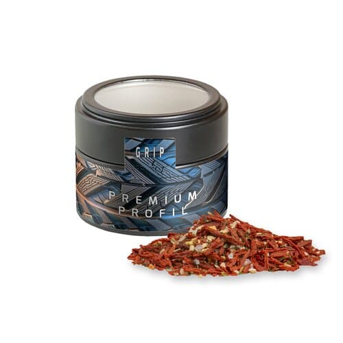 Bio Weihnachts Gewürzmischung Salat, ca. 50g, Metalldose Mini mit Sichtfenster schwarz