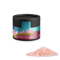 Rosa Kristallsalz ca 75g Kraftpapierdose Mini schwarz