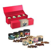 Verschiedene Weihnachts Teesorten Bio und nichtBio ca 80120g GeschenkSet Premium rot mit Magnetverschluss und 4 Kraftpapierdosen Mini