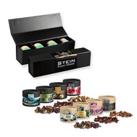 Verschiedene Weihnachts Teesorten Bio und nichtBio ca 80120g GeschenkSet Premium schwarz mit Magnetverschluss und 4 Kraftpapierdosen Mini