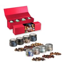 Verschiedene Weihnachts Teesorten Bio und nichtBio ca 120140g GeschenkSet Premium rot mit Magnetverschluss und 4 Metalldosen Mini mit Sichtfenste