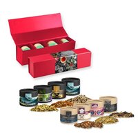 Verschiedene Weihnachts Gewürzmischungen ca 80160g GeschenkSet Premium rot mit Magnetverschluss und 4 Kraftpapierdosen Mini