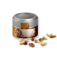 Bio NusskernMix ca 60g Metalldose Mini mit Sichtfenster silber