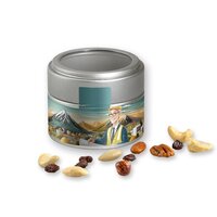 Bio Studentenfutter ca 60g Metalldose Mini mit Sichtfenster silber