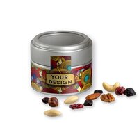 Premium Studentenfutter ca 60g Metalldose Mini mit Sichtfenster silber