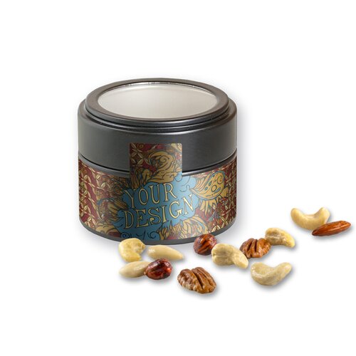 Bio NusskernMix, ca. 60g, Metalldose Mini mit Sichtfenster schwarz