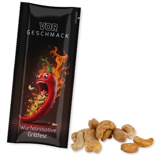 Bio Cashewkerne geröstet gesalzen mit Chilli, ca. 30g, Snack Stick