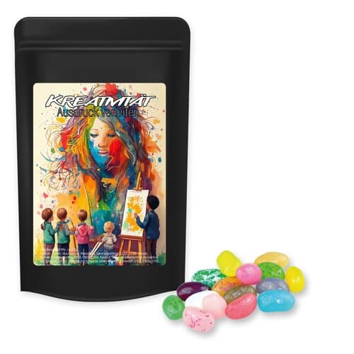 Jelly Beans süß-Mix, ca. 100g, Standbeutel Midi schwarz