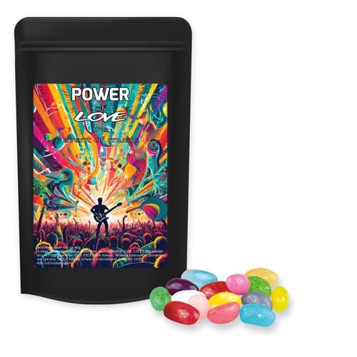 Jelly Beans sauer-Mix, ca. 100g, Standbeutel Midi schwarz