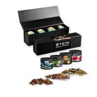 Verschiedene Teesorten Bio und nichtBio ca 60140g GeschenkSet Premium schwarz mit Magnetverschluss und 4 Kraftpapierdosen Mini