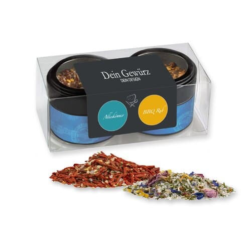 verschiedene Gewürzmischungen Bio und nicht Bio (Kategorie 2), ca. 32-130g, Metalldose Mini mit Sichtfenster im 2er Set