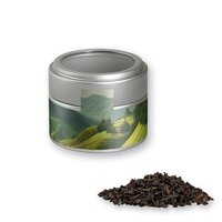 Schwarztee ca 25g Metalldose Mini mit Sichtfenster silber