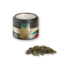 Bio Grüner Tee mit Minze ca 18g Metalldose Mini mit Sichtfenster schwarz
