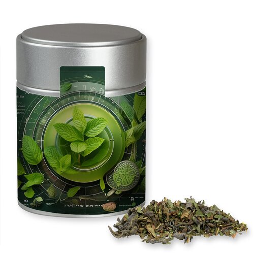 Bio Grüner Tee mit Minze, ca. 35g, Metalldose Midi silber