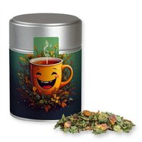 Bio Kräutertee Glücksgefühle ca 35g Metalldose Midi silber