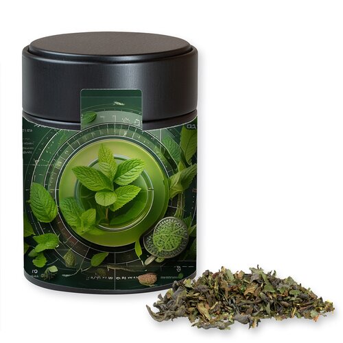 Bio Grüner Tee mit Minze, ca. 35g, Metalldose Midi schwarz