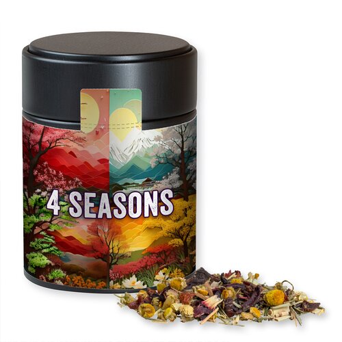 Bio Kräutertee Vierjahreszeiten, ca. 30g, Metalldose Midi schwarz
