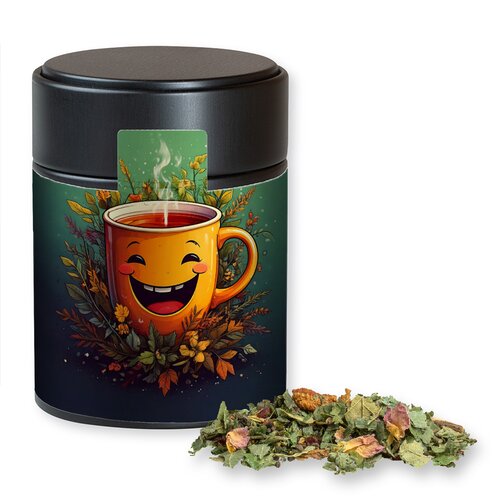 Bio Kräutertee Glücksgefühle, ca. 35g, Metalldose Midi schwarz