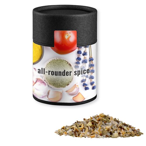 Bio Gewürzmischung Alleskönner, ca. 75g, Kraftpapierdose Midi schwarz