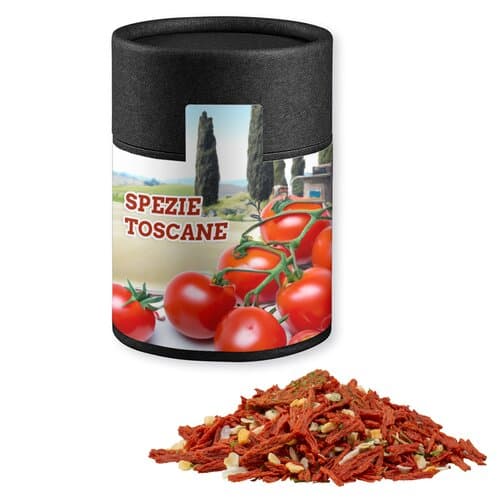 Bio Gewürzmischung Toskanische Bruchetta, ca. 50g, Kraftpapierdose Midi schwarz