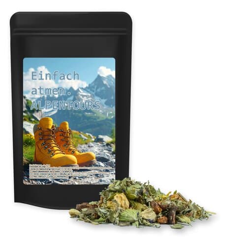Kräutertee Bergtee & Zitrus, ca. 35g, Standbeutel Midi schwarz
