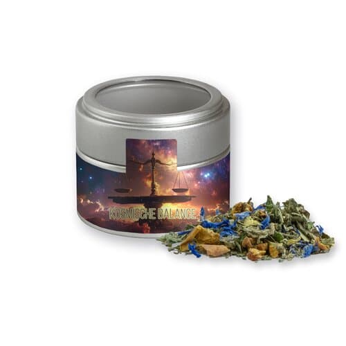 Kräutertee Harmonie, ca. 17g, Metalldose Mini mit Sichtfenster silber