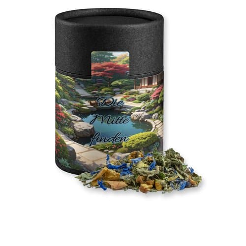 Kräutertee Harmonie, ca. 30g, Kraftpapierdose Midi schwarz