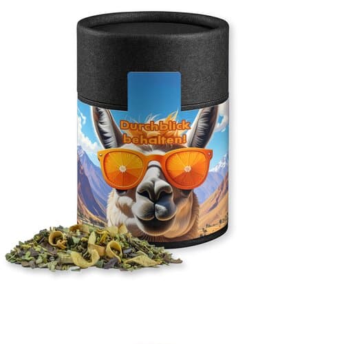 Matetee Orange, ca. 33g, Kraftpapierdose Midi schwarz