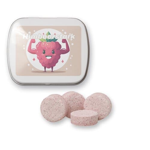 Bio Himbeer Drops, ca. 20g, Mintdose weiß