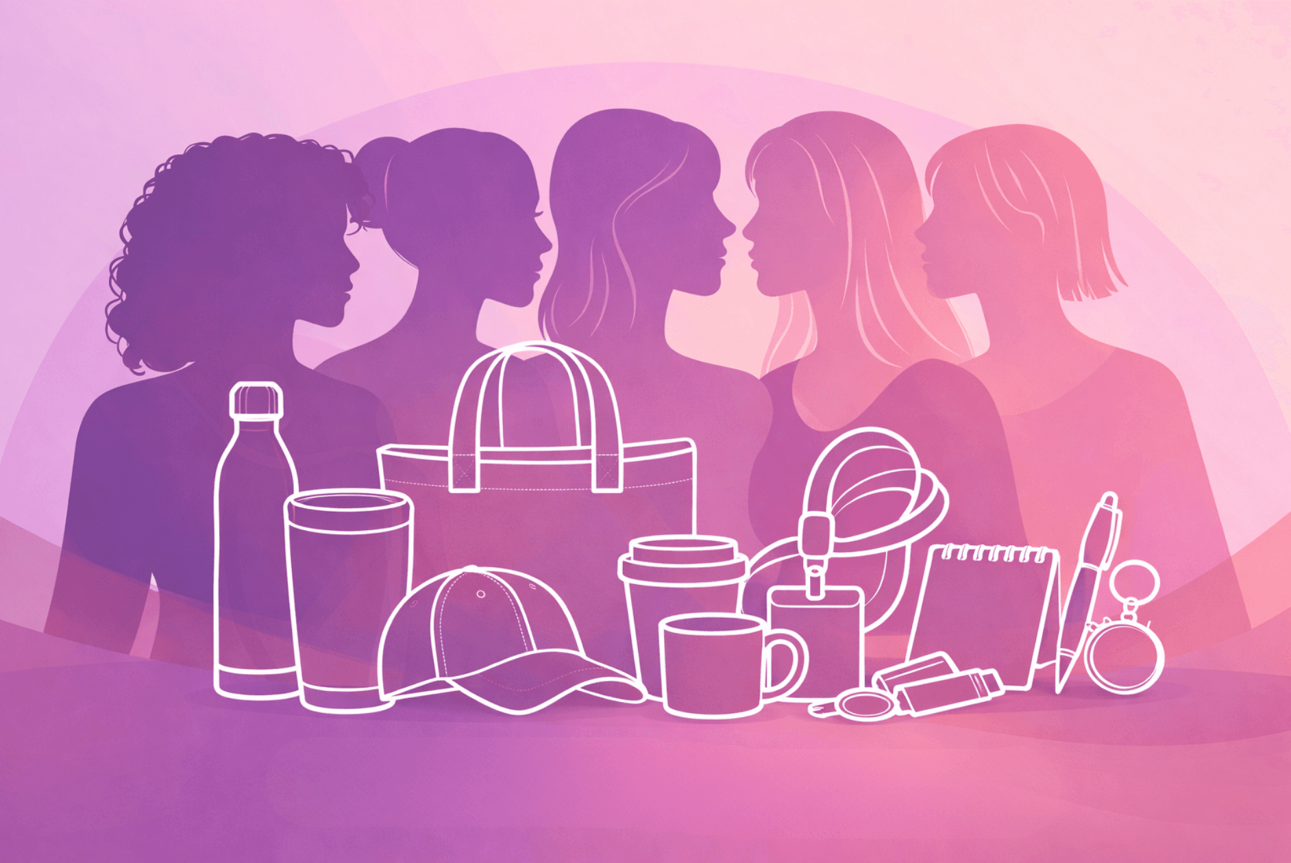 Frauentag Header Frauen rosa und lila