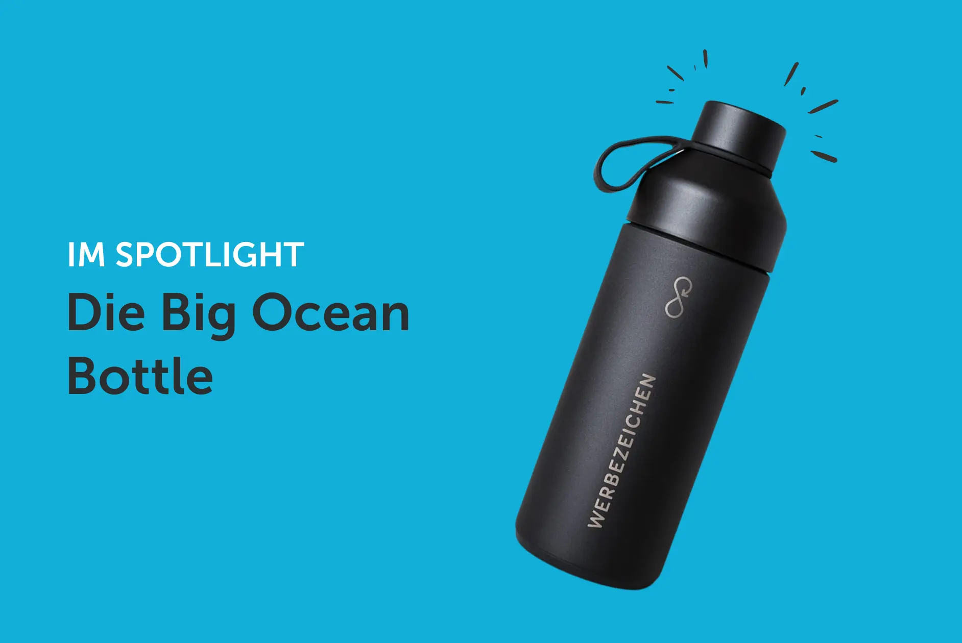 Schwarze Big Ocean Bottle mit Werbezeichen Gravur 