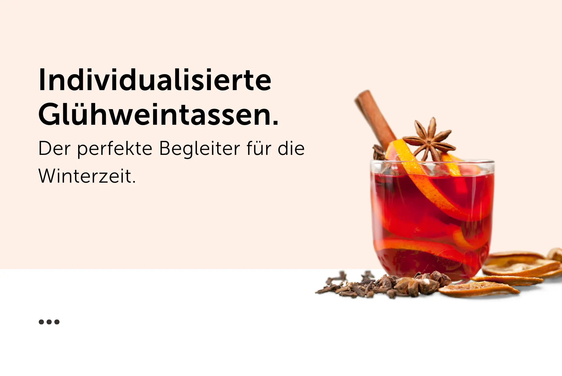 Headerbild mit Titel, daneben Glühweintasse mit Grwürzen