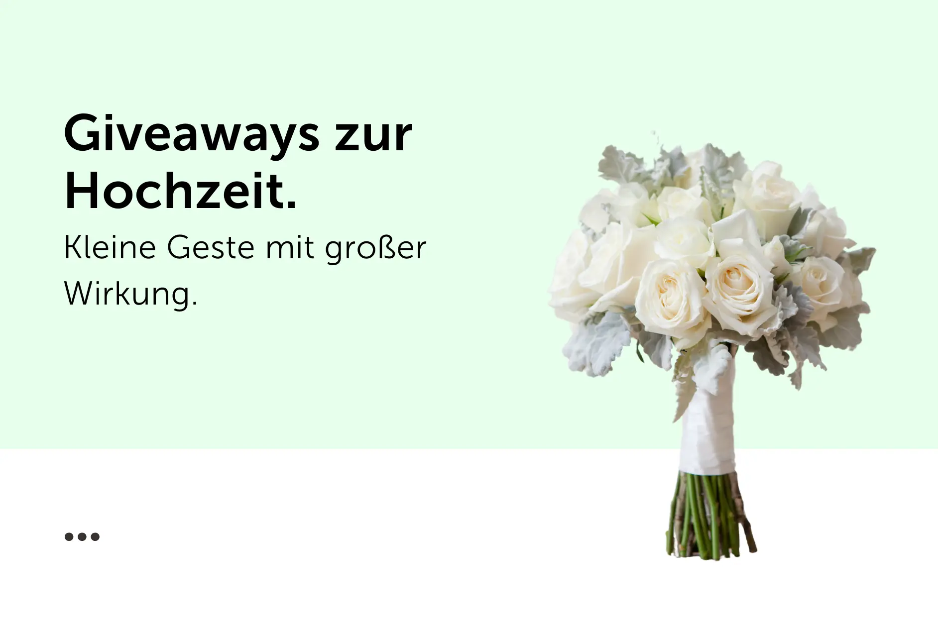 Headerbild mit Titel, Blumenstrauch mit weißen Rosen auf grünem Hintergrund.