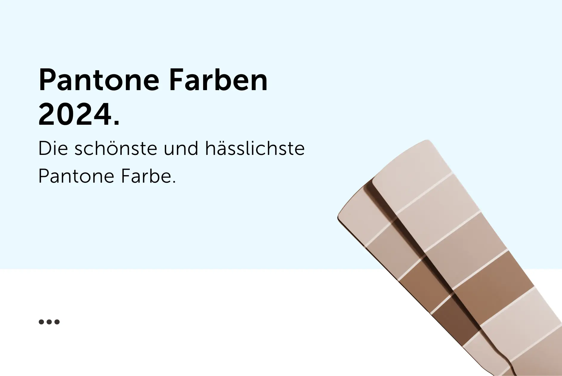 Headerbild mit Titel 'Pantone Farben 2024', pastellfarbene Farben auf blauem Hintergrund.