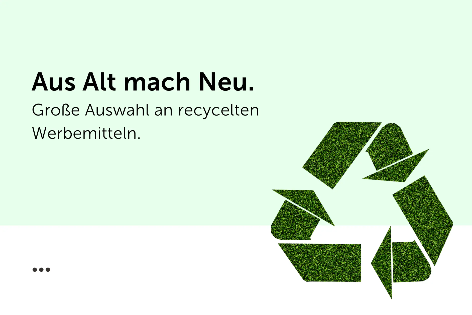 Headerbild mit Titel mit Recycling Symbol auf grünem Hintergrund.