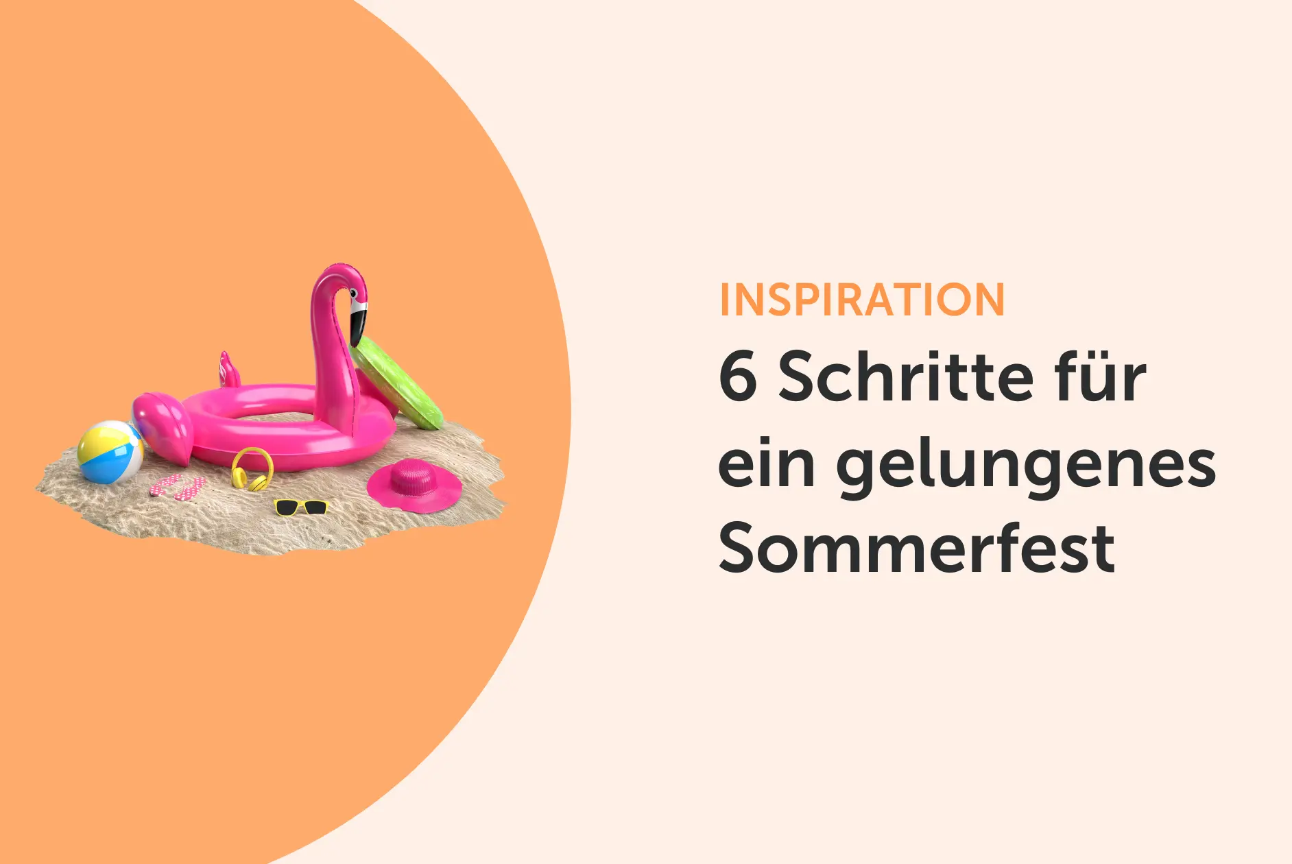 Headerbild mit Titel, Sommer Werbemittel auf orangenem Hintergrund.