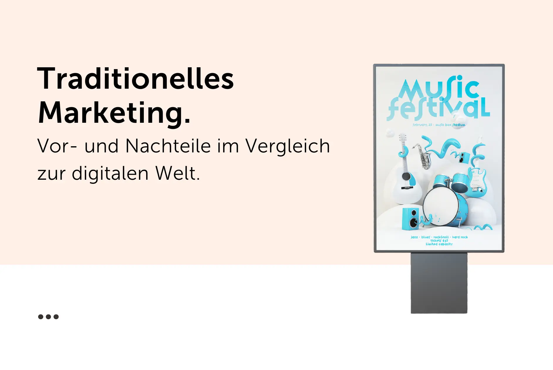 Headerbild mit Titel 'Traditionelles Marketing: Vor- und Nachteile im Vergleich', auf orangenem Hintergrund.