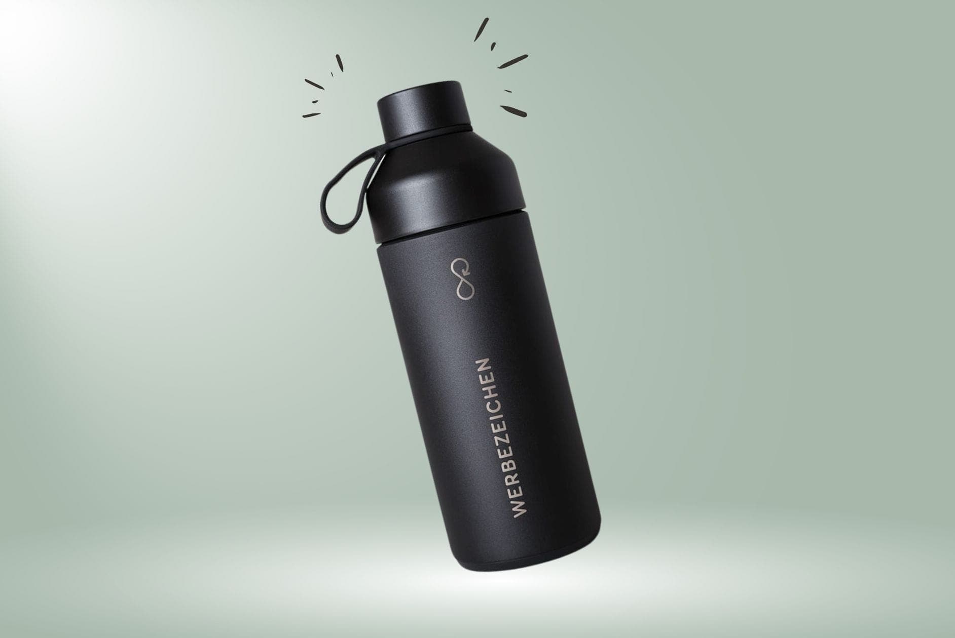 Schwarze Big Ocean Bottle mit Werbezeichen Gravur 