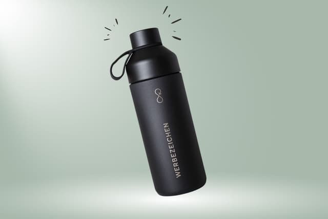 Schwarze Big Ocean Bottle mit Werbezeichen Gravur 