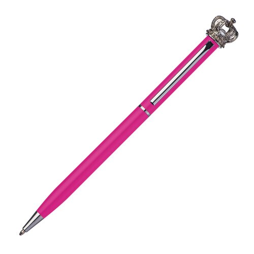 Kugelschreiber aus Metall mit Krone pink bedrucken | Werbezeichen