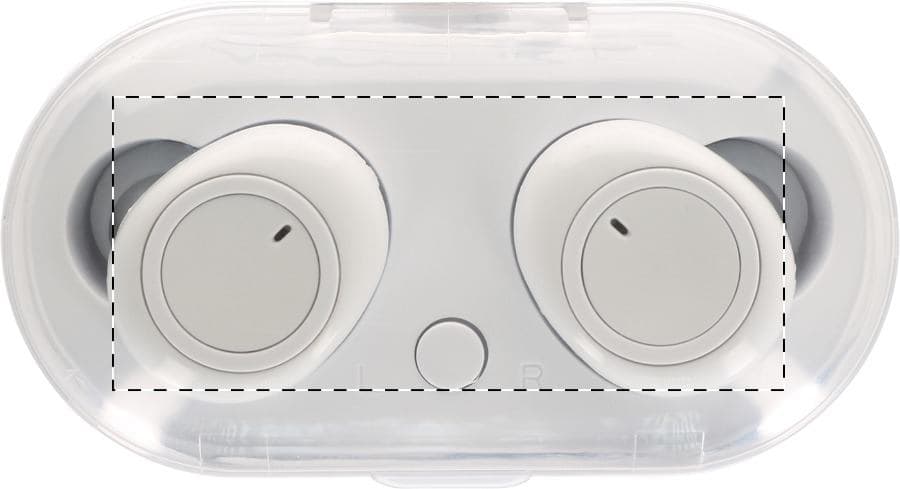Tinkle kabellose Kopfhörer – Druckbeispiel Tampondruck, 1-farbig, max. 40 x 15 mm - Oben