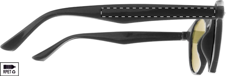Snapper RPET Sonnenbrille – Druckbeispiel Tampondruck, 1-farbig, max. 55 x 6 mm - Rechter Bügel