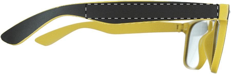 Noosa Sonnenbrille – Druckbeispiel Tampondruck, 1-farbig, max. 60 x 6 mm - Rechter Bügel