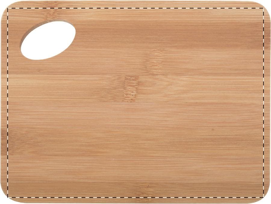 Miban Schneidebrett – Druckbeispiel Gravur, Vollfarbig, max. 100 x 100 mm - Oben