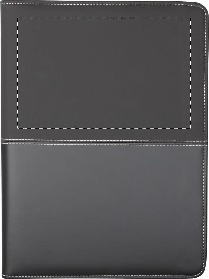 Duotone Zip Dokumentenmappe – Druckbeispiel Prägung, Vollfarbig, max. 70 x 50 mm - Vorderseite Umschlag - oberer Teil