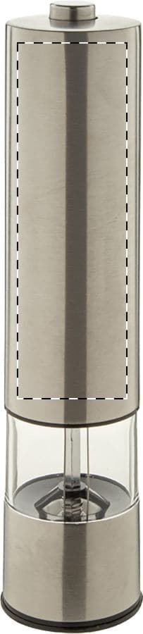 Malabar Salz- und Pfeffermühle – Druckbeispiel Gravur, Vollfarbig, max. 30 x 100 mm - Vorderseite - oben