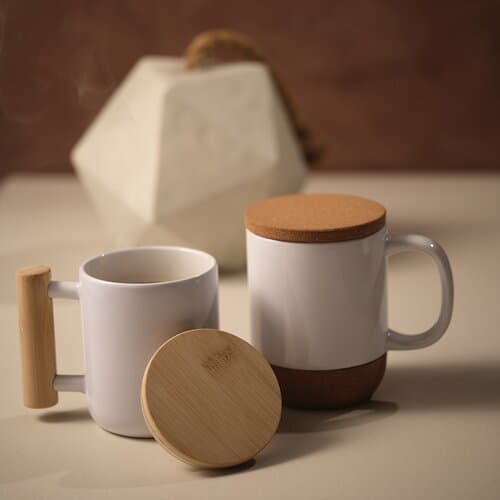 Douro Keramik Tasse mit Bambus, 380 ml. Für Sublimationsdruck geeignet