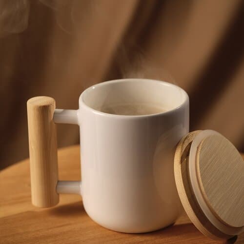 Douro Keramik Tasse mit Bambus, 380 ml. Für Sublimationsdruck geeignet