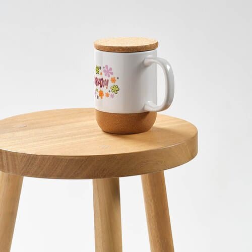 Ebro Keramik Tasse mit Kork,410 ml. Für Sublimationsdruck geeignet